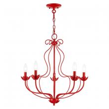 Livex Lighting 42905-72 - 5 Light Shiny Red Chandelier