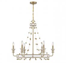 Savoy House 1-3804-6-142 - Iris 6-Light Chandelier in White with Warm Brass Accents