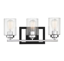 Savoy House 8-2154-3-67 - Redmond 3-Light Bathroom Vanity Light in Matte Black with Polished Chrome Accents