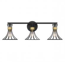 Savoy House 8-6080-3-143 - Breur 3-Light Bathroom Vanity Light in Matte Black with Warm Brass Accents