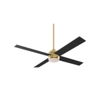 Craftmade KLS52SB4 - Kelsey 52" 4-Blade Ceiling Fan in Satin Brass w/ Flat Black Blades; Integrated Light Kit