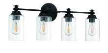 Craftmade 49804-FB-C - Dardyn 4 Light Vanity in Flat Black (Clear Glass)