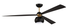 Craftmade OTT60FBSB3 - Otto 60" 3-Blade Ceiling Fan in Flat Black/Satin Brass w/ Flat Black Blades