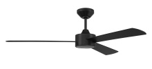 Craftmade PRV52FB3 - Provision 52" 3-Blade Indoor/Outdoor (Damp) Ceiling Fan in Flat Black w/ Flat Black Blades