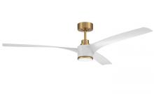Craftmade PHB60SB3 - Phoebe 60" 3-Blade Ceiling Fan in Satin Brass w/ White Blades; Light Kit Included (optional)