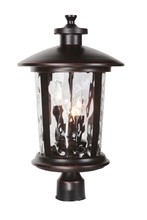 Craftmade Z7125-OBG - Summerhays 17.25" 3 Light Outdoor Post Mount in Oiled Bronze Gilded with Clear Hammered Glass