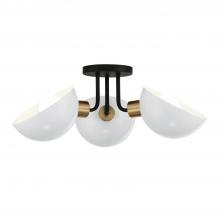 Crystorama GIG-810-BK-AG - Gigi 22.75'' Black + Aged Brass Semi Flush Mount
