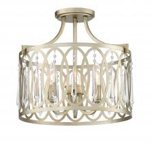 Designers Fountain 94411-SG - Hutton Collection - 3 Light - Semi-Flush - 14.75"W - 13.25"H - Sterling Gold Finish