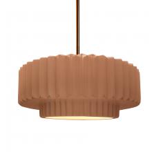 Justice Design Group CER-6553-ADOB-BRSS-RIGID-LED1-700 - Medium Tier Pleated 1-Light Pendant