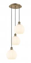 Innovations Lighting 113B-3P-AB-G1217-8WV - White Venetian - 3 Light - 15 inch - Antique Brass - Cord Hung - Multi Pendant
