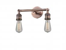 Innovations Lighting 208-AC-LED - Bare Bulb - 2 Light - 11 inch - Antique Copper - Adjustable Bath Vanity Light