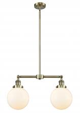 Innovations Lighting 209-AB-G201-8-LED - Beacon - 2 Light - 25 inch - Antique Brass - Stem Hung - Adjustable Island Light