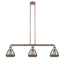 Innovations Lighting 213-AC-G173 - Fulton - 3 Light - 39 inch - Antique Copper - Stem Hung - Adjustable Island Light