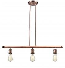 Innovations Lighting 213-AC-LED - Bare Bulb - 3 Light - 38 inch - Antique Copper - Stem Hung - Adjustable Island Light