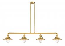 Innovations Lighting 214-SG-M4-LED - Railroad - 4 Light - 53 inch - Satin Gold - Stem Hung - Adjustable Island Light