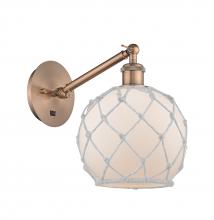 Innovations Lighting 317-1W-AC-G121-8RW-LED - Farmhouse Rope - 1 Light - 8 inch - Antique Copper - Adjustable Sconce