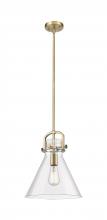 Innovations Lighting 410-1SM-BB-G411-12CL - Newton Cone - 1 Light - 12 inch - Brushed Brass - Mini Pendant