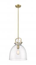 Innovations Lighting 410-1SM-BB-G412-12CL - Newton Bell - 1 Light - 12 inch - Brushed Brass - Mini Pendant