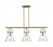 Innovations Lighting 410-3I-BB-G411-10CL - Newton Cone - 3 Light - 42 inch - Brushed Brass - Island Light