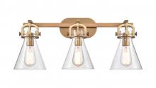 Innovations Lighting 410-3W-BB-G411-7CL - Newton Cone - 3 Light - 27 inch - Brushed Brass - Bath Vanity Light