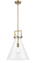 Innovations Lighting 411-1S-BB-14CL-LED - Newton Cone - 1 Light - 14 inch - Brushed Brass - Stem hung - Pendant