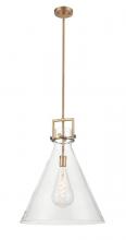 Innovations Lighting 411-1S-BB-18CL - Newton Cone - 1 Light - 18 inch - Brushed Brass - Stem hung - Pendant