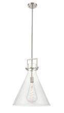 Innovations Lighting 411-1S-SN-16CL - Newton Cone - 1 Light - 16 inch - Brushed Satin Nickel - Stem hung - Pendant
