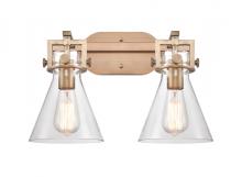 Innovations Lighting 411-2W-BB-7CL-LED - Newton Cone - 2 Light - 17 inch - Brushed Brass - Bath Vanity Light
