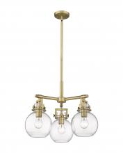 Innovations Lighting 411-3CR-BB-G410-7CL - Newton Sphere - 3 Light - 21 inch - Brushed Brass - Pendant