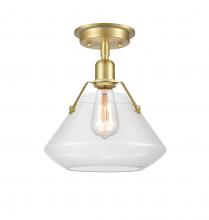 Innovations Lighting 422-1F-SB-10Cl-LED - Luna - 1 Light - 11 inch - Satin Brass - Flush Mount