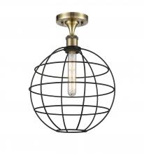 Innovations Lighting 516-1C-AB-CE-12-BK - Lake Placid - 1 Light - 12 inch - Antique Brass - Semi-Flush Mount