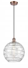 Innovations Lighting 516-1P-AC-G1213-12 - Athens Deco Swirl - 1 Light - 12 inch - Antique Copper - Cord hung - Mini Pendant