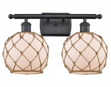 Innovations Lighting 516-2W-BK-G121-8RB - Farmhouse Rope - 2 Light - 18 inch - Matte Black - Bath Vanity Light