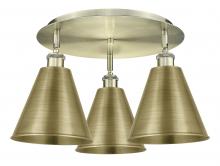 Innovations Lighting 516-3C-AB-MBC-8-AB - Berkshire - 3 Light - 20 inch - Antique Brass - Semi-Flush Mount