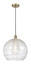 Innovations Lighting 616-1P-AB-G1213-14CL - Athens Deco Swirl - 1 Light - 14 inch - Antique Brass - Cord hung - Mini Pendant