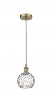 Innovations Lighting 616-1P-AB-G1215-6-LED - Athens Water Glass - 1 Light - 6 inch - Antique Brass - Cord hung - Mini Pendant