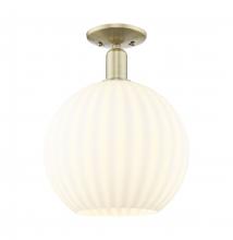 Innovations Lighting 716-1C-AB-G1217-12WV - White Venetian - 1 Light - 12 inch - Antique Brass - Semi-Flush Mount