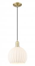 Innovations Lighting 716-1P-AB-G1217-10WV - White Venetian - 1 Light - 10 inch - Antique Brass - Cord hung - Mini Pendant