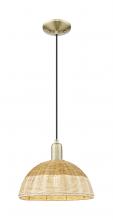 Innovations Lighting 716-1P-AB-NBD2-12-NAT - Natural Ballston Dome - 1 Light - 6 inch - Antique Brass - Cord hung - Mini Pendant