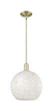 Innovations Lighting 716-1S-AB-G1216-12WM - White Mouchette - 1 Light - 12 inch - Antique Brass - Stem hung - Mini Pendant