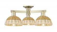 Innovations Lighting 716-3F-AB-NBD2-75-NAT - Natural Ballston Dome - 3 Light - 6 inch - Antique Brass - Semi-Flush Mount
