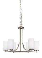 Generation Lighting 3139106-962 - Hettinger transitional 6-light indoor dimmable ceiling chandelier pendant light in brushed nickel si