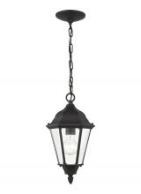 Generation Lighting 60938-12 - Bakersville traditional 1-light outdoor exterior pendant in black finish with clear beveled glass pa