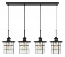CAL Lighting FX-2668-4P - 60W x 4 Silverton metal/glass pendant fixture (Edison bulbs included)
