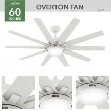 Hunter 50720 - Hunter 60 inch Overton ENERGY STAR® Matte White Damp Rated Ceiling Fan with LED Light Kit