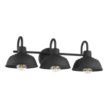 Hunter 48230 - Hunter Mill Valley Matte Black 3 Light Medium Bathroom Vanity Wall Light Fixture