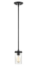 Millennium 3811-MB - Taos 1-Light Mini-Pendant Light Matte Black/Wood Grain