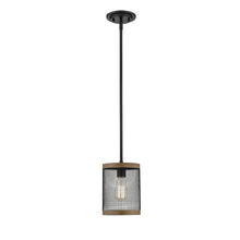Millennium 3521-MB/WG - Mesa 1-Light Mini-Pendant Light Matte Black/Wood Grain
