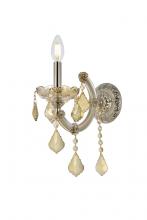 Elegant 2800W1GT-GT/RC - Maria Theresa 1 light Golden Teak Wall Sconce Golden Teak (Smoky) Royal Cut Crystal