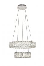 Elegant 3503G18C - Monroe Integrated LED chip light Chrome Pendant Clear Royal Cut Crystal